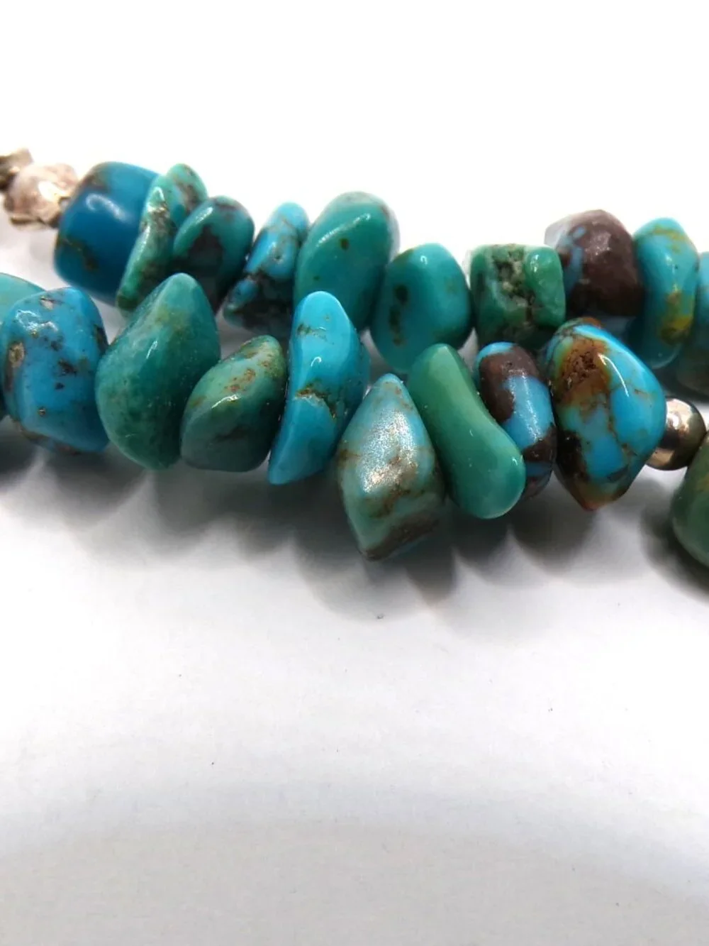 Free-Form Turquoise & Lapis Necklace – Sterling Silver Beads & Clasp